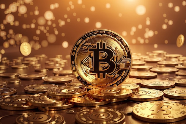 Cryptocurrency bitcoin gouden munt achtergrond