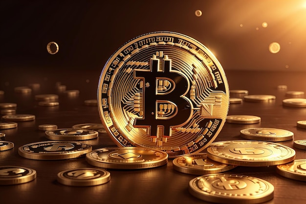 Cryptocurrency bitcoin gouden munt achtergrond