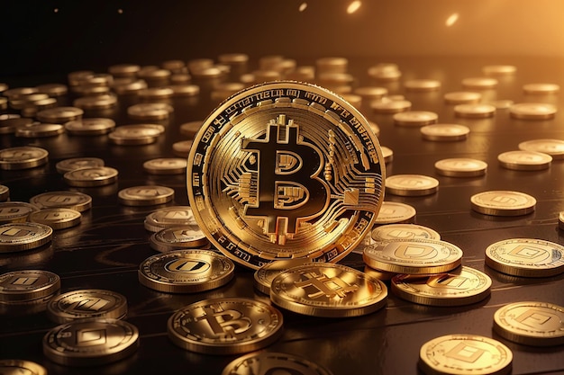 Cryptocurrency bitcoin gouden munt achtergrond