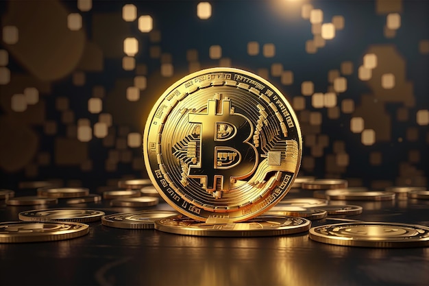 Cryptocurrency bitcoin gouden munt achtergrond