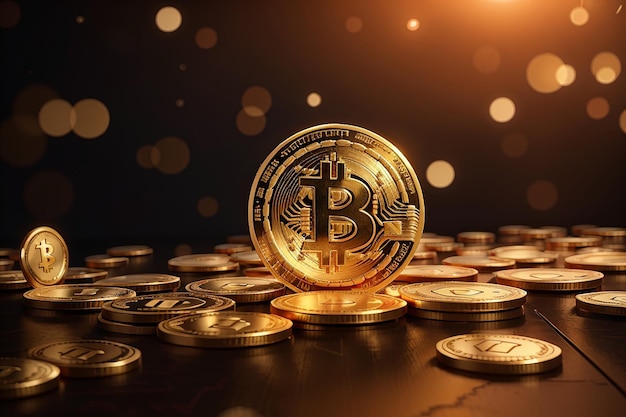 Cryptocurrency bitcoin gouden munt achtergrond