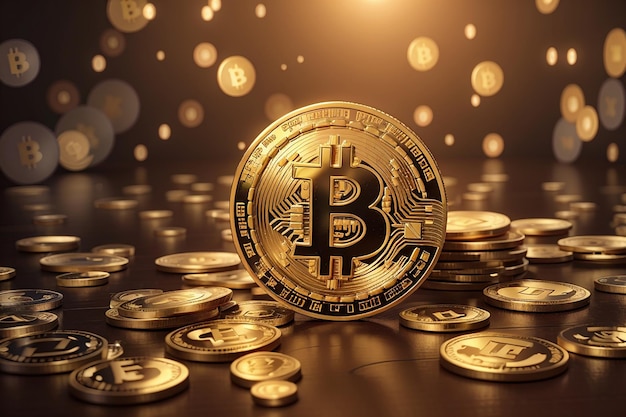 Cryptocurrency bitcoin gouden munt achtergrond