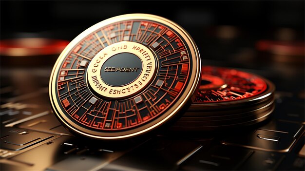 Foto cryptocurrency coin cryptocurrency concept 3d-weergave