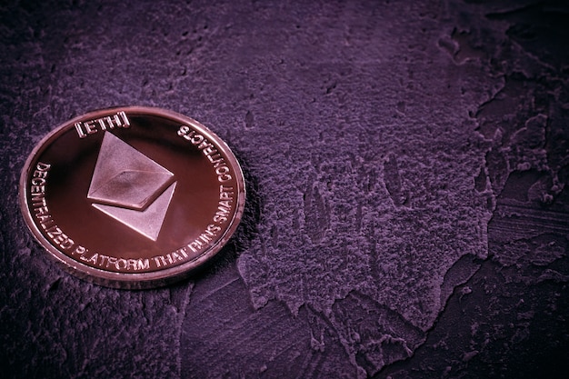 Cryptocurrency Ethereum closeup