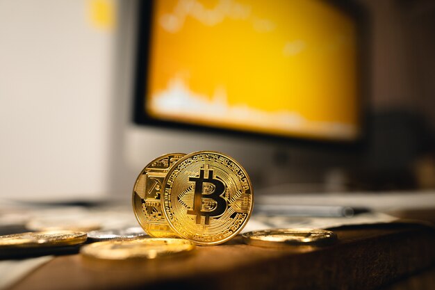 Cryptocurrency golden bitcoin image for crypto currency