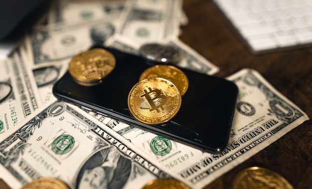 Cryptocurrency gouden bitcoin-afbeelding voor crypto-valuta