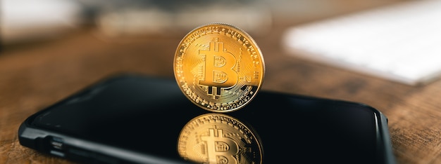 Cryptocurrency gouden bitcoin-afbeelding voor crypto-valuta