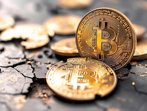 Foto cryptocurrency gouden bitcoin munt