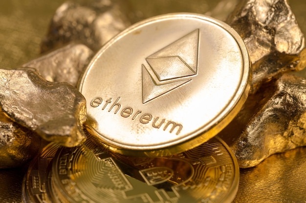Cryptocurrency gouden munten - Bitcoin, Ethereum, Litecoin