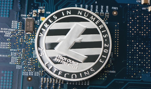 マザーボード上の Cryptocurrency 物理シルバー litecoin コイン