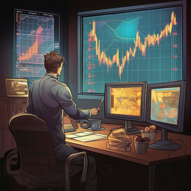 cryptocurrency trading cartoon