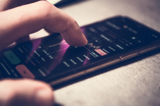 cryptocurrency trading chart on mobile screen