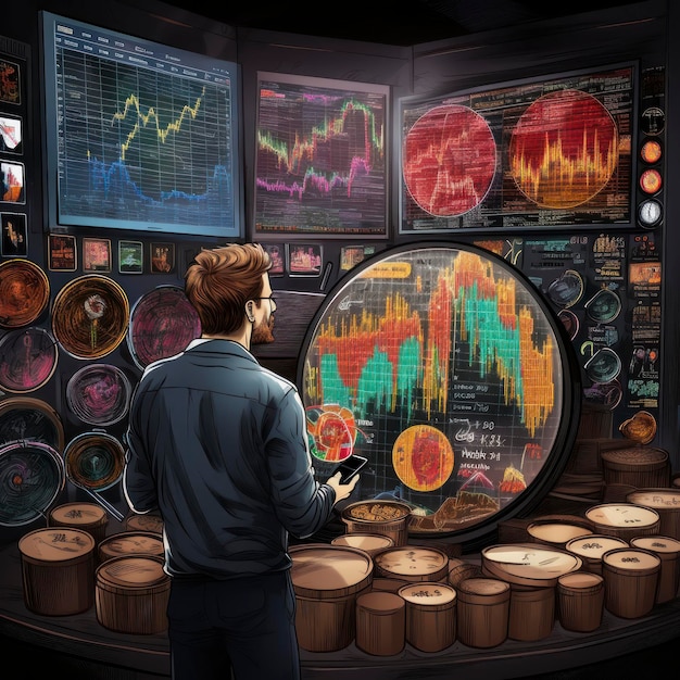 Криптовалютные торговые графики токены мультяшные анимированные рисованной