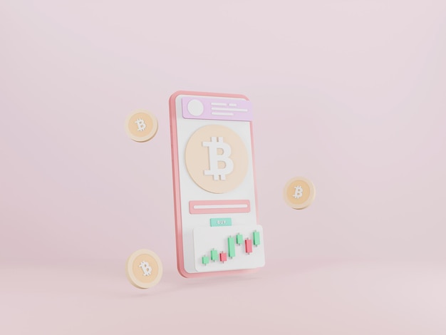 Cryptocurrency trading concept Bitcoin investment and stock market trading on smartphone