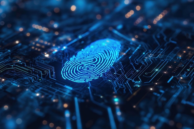 Cryptography by fingerprint for smart protection cyber technology security system ai generation