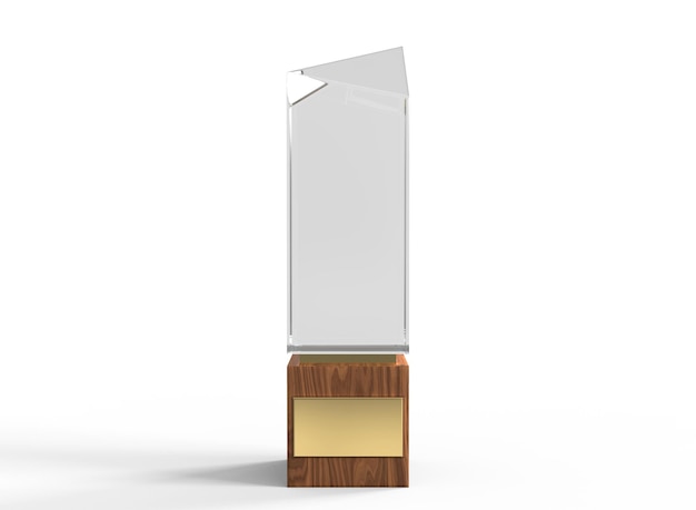 Crystal Award Mockup. Isolated Award. 3d Rendering