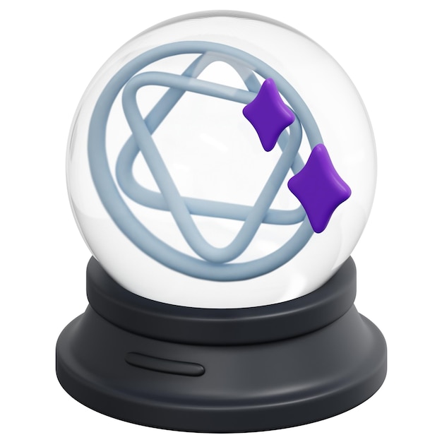 crystal ball 3d render icon illustration