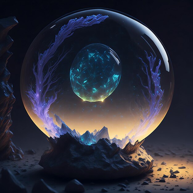 Photo a crystal ball generative ai