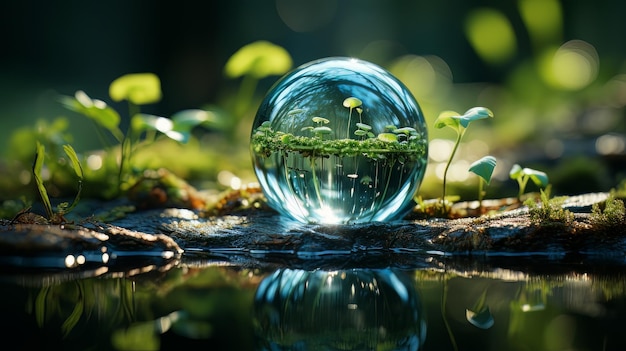 写真 水の中の水晶玉