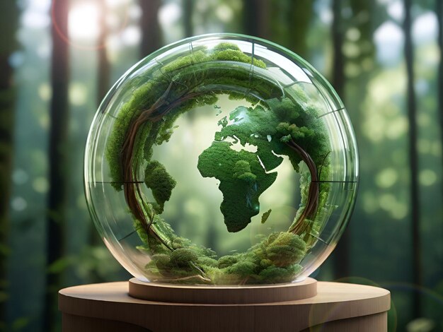 Crystal ball is a symbol of protecting nature Environmental protection conceptGenerative AI