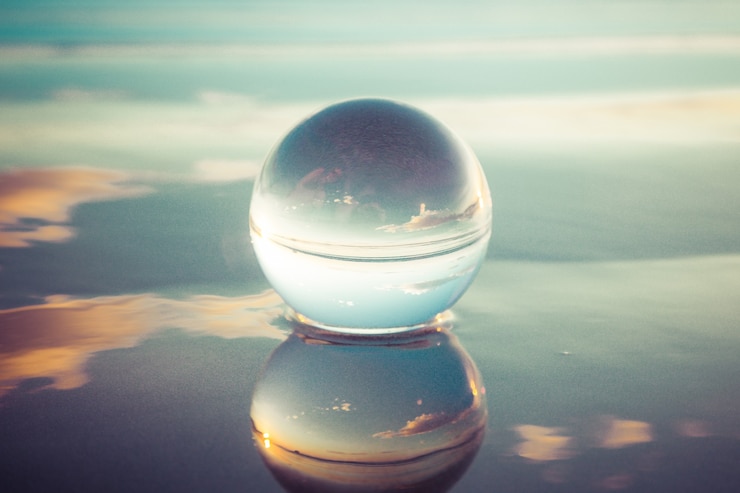 Photo crystal ball series, reflections on water. creative photography