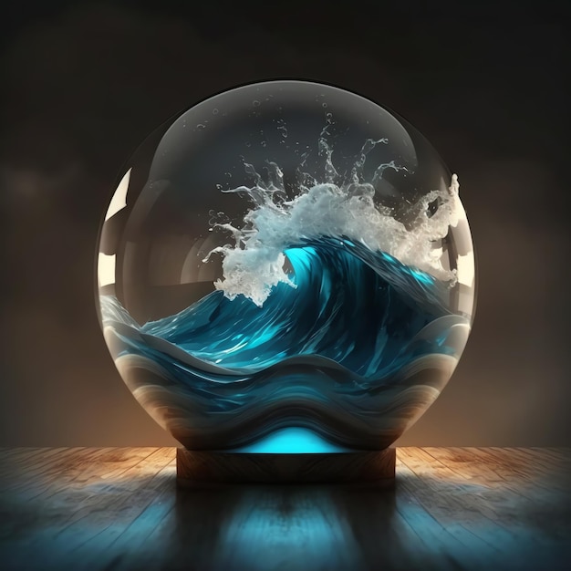 A crystal ball with ocan design