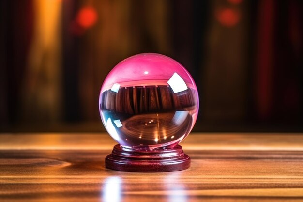 Foto sfera di cristallo su un tavolo di legno