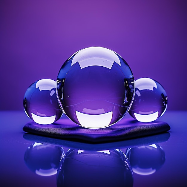 Crystal balls against a lustrous purple background