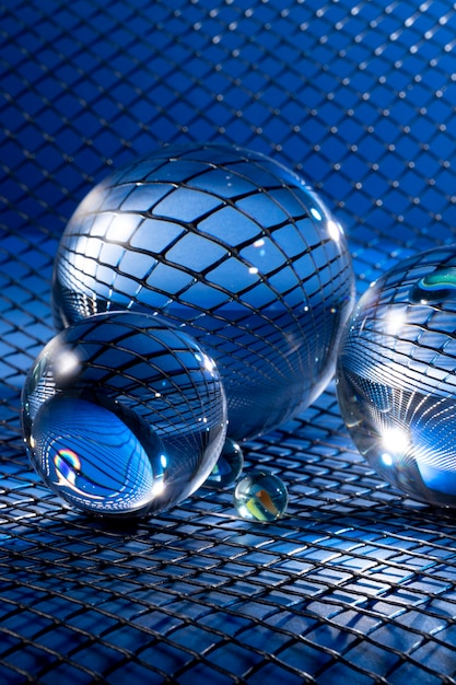 Crystal balls with blue background