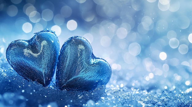 Crystal blue hart Valentines Day Glitter Luxury Background