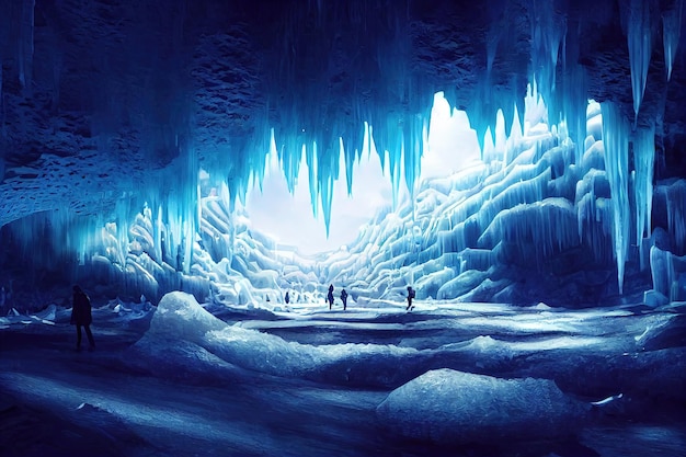 Crystal Cave Iceland Majestic ice caves dangerous in summer but beautiful in winter digital art