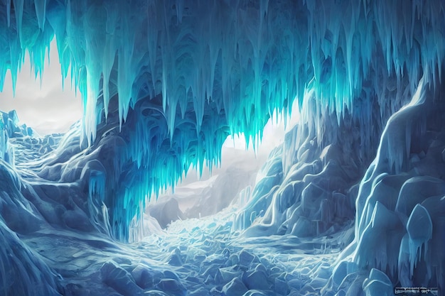 Crystal Cave Iceland Majestic ice caves dangerous in summer but beautiful in winter digital art