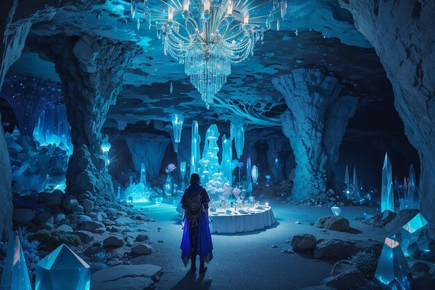 Crystal cavern feast luminescent crystals subterranean dining and sublime fantasy