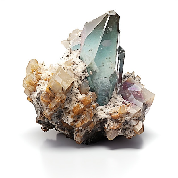 Crystal chalcedony quartz on white background illustration