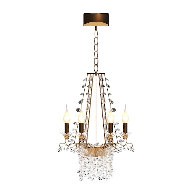 Photo crystal chandelier for the interior isolated on white background home lighting 3d illustration cg