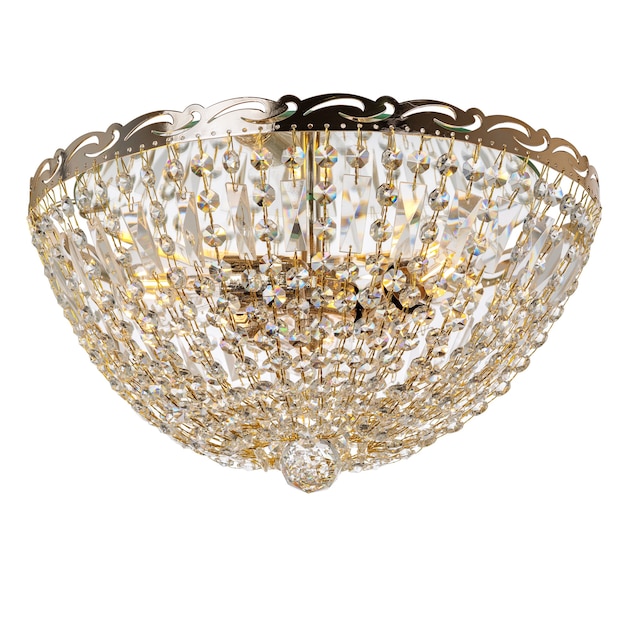 Crystal chandelier with golden metal elements Classic style ceiling lamp