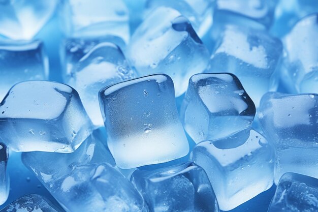 Crystal clear ice cubes as background top view Generative AI illustration