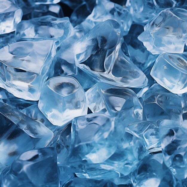 Photo crystal clear ice cubes in detailed closeup