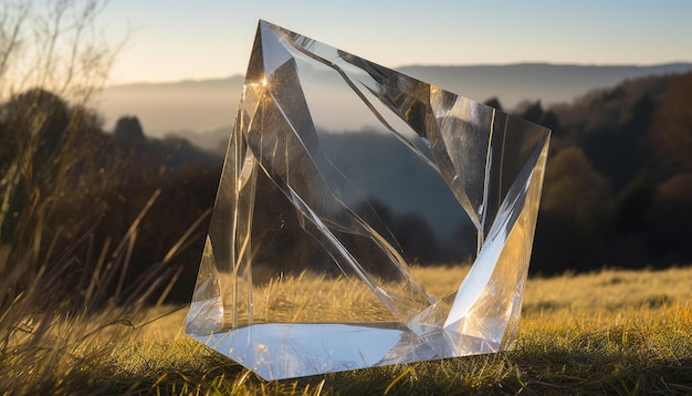 A crystal clear reflection of a mountain in the water generated by AI