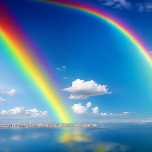 Foto un cielo cristallino con un arcobaleno di colori
