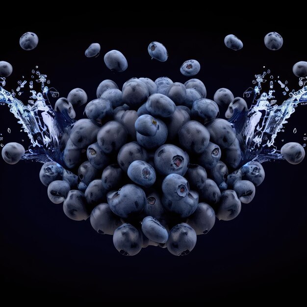 Photo crystal clear water embraces fresh blueberries generative ai