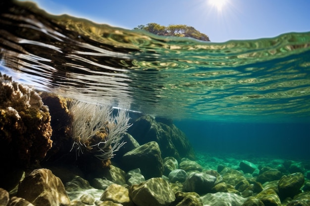 透き通った水景 海の動物の写真撮影