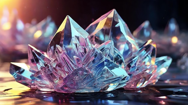 crystal closeup on a black background 3d illustration