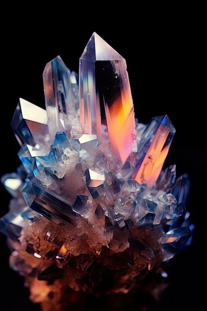 A crystal cluster of crystals