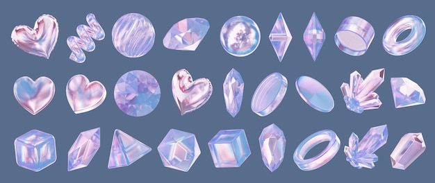 crystal collection element for design pack isolated background 3d rendering without ai generated