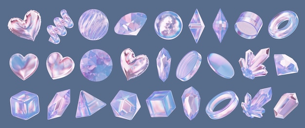 Crystal collection element for design pack isolated background 3d rendering without AI generated