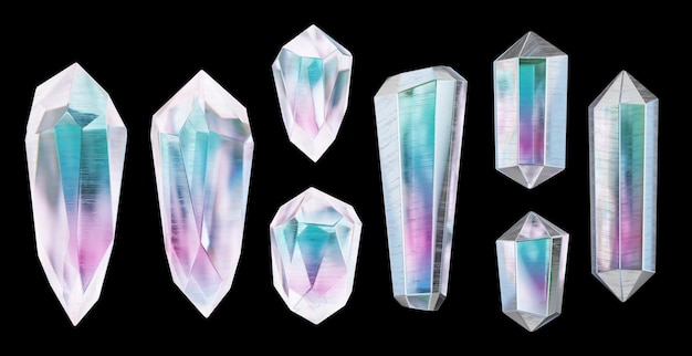 Crystal collection set pack isolated background 3d rendering without AI generated