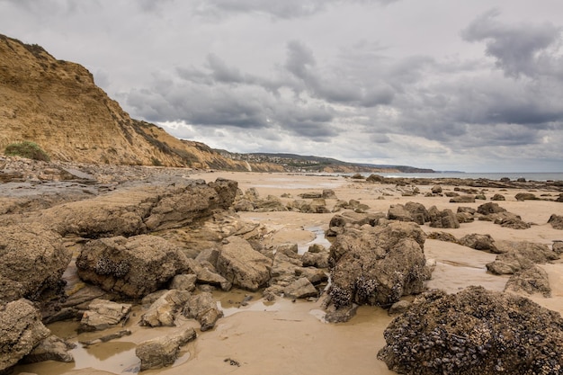 Crystal Cove Newport Beach op bewolkte dag