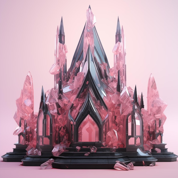 Foto il crystal dream palace una splendida fusione di quarzo rosa, ossidiana nera e quarzo chiaro