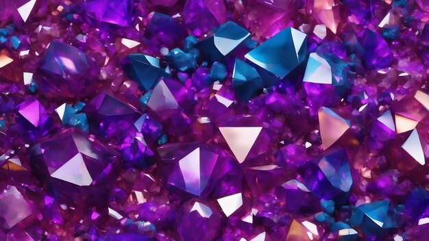 Photo crystal dreamscape a stunning 3d faceted violet and blue crystallized textures by ai technology